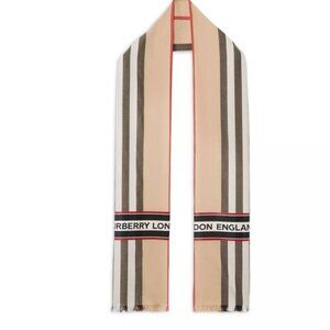 NWOT - Burberry Icon Stripe Cotton Silk Jacquard Scarf